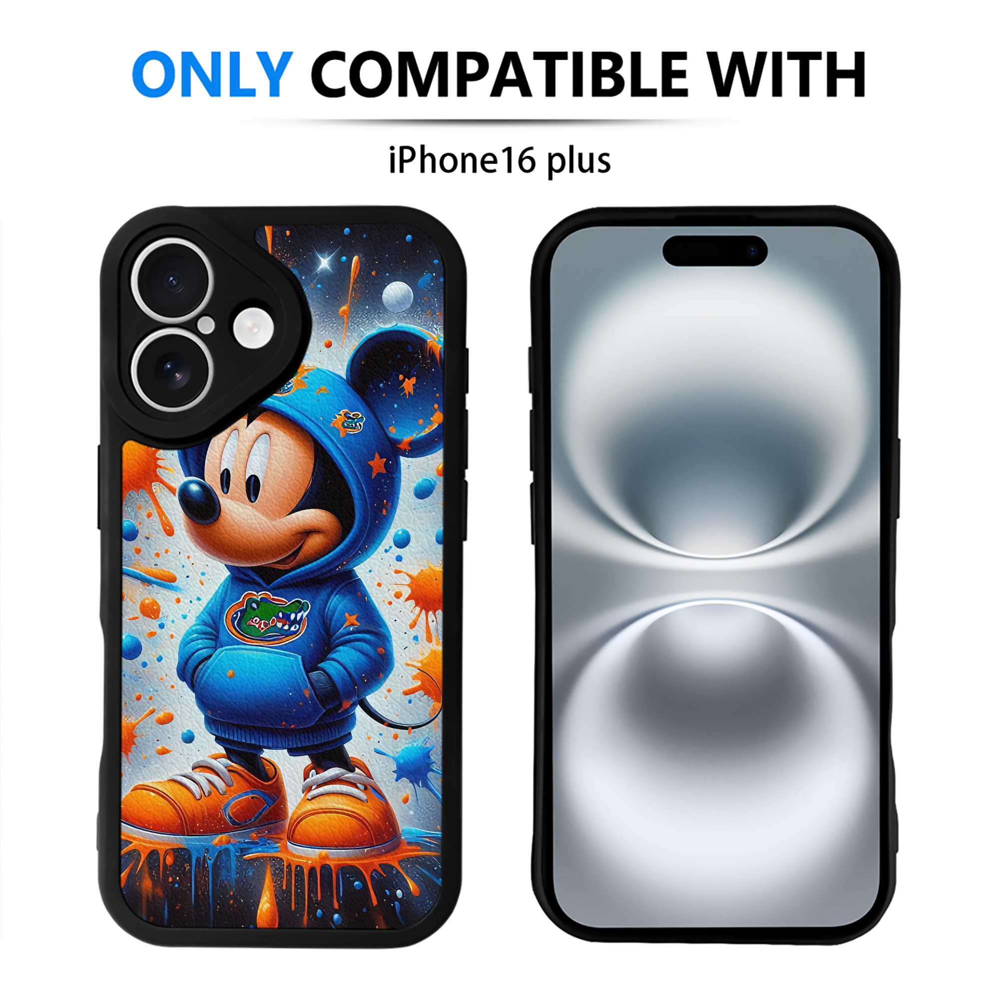 （画像用） ミッキーマウス Mickey Mouse 【iPhone 16シリーズ対応】シリコンスマホケース（レザー調） 材質：シリコン
